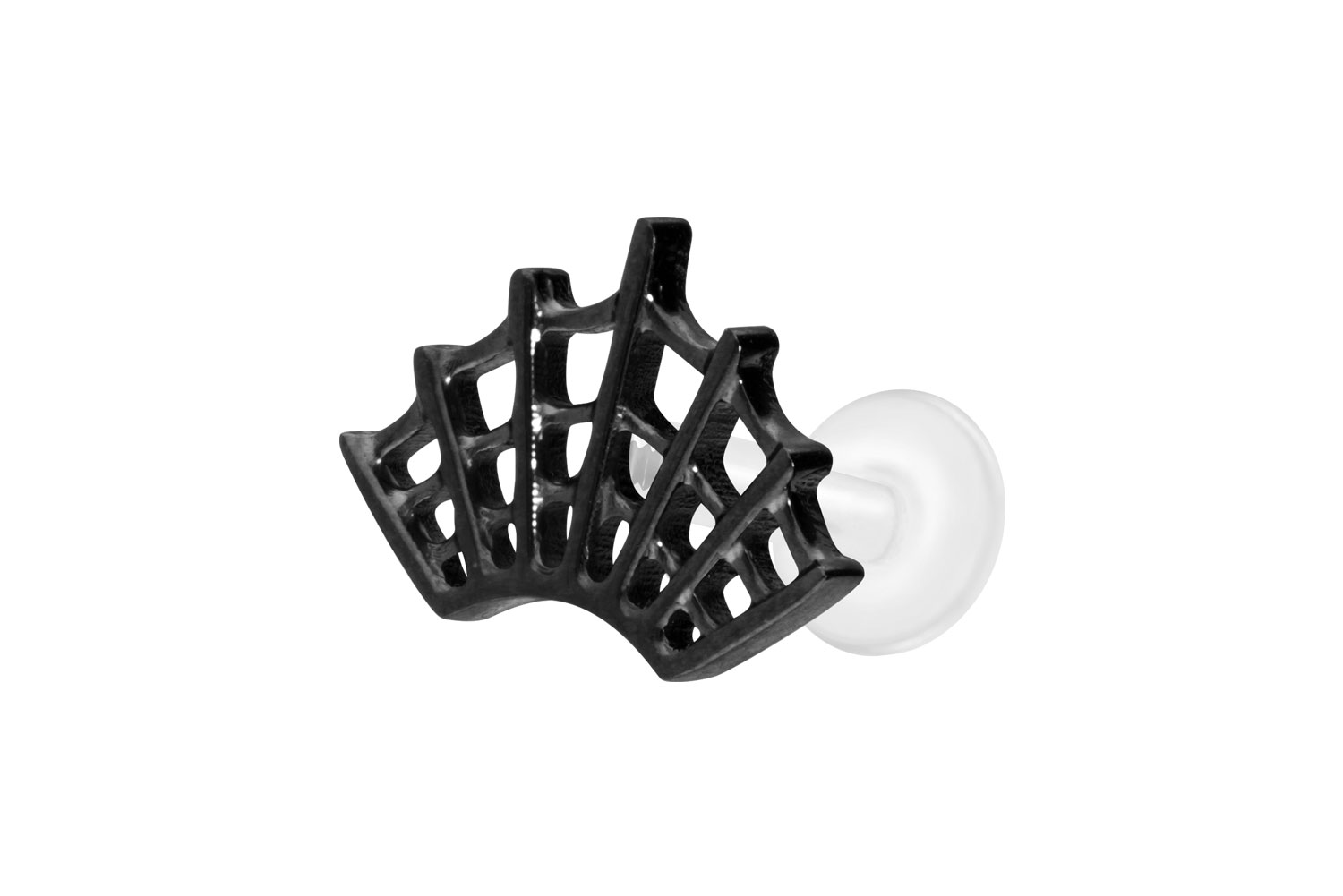 PTFE Labret Piercing mit Innengewinde + Titan-Aufsatz SPINNENNETZ
